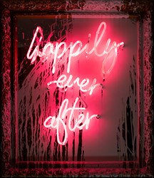 Happily Ever After by Mr. Brainwash - Neon and Acrylic on Framed Mirror sized 25x30 inches. Available from Whitewall Galleries